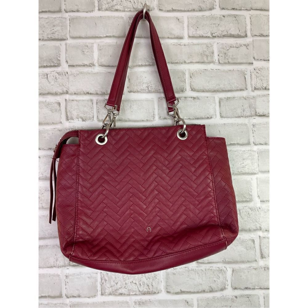 ETIENNE AIGNER Women's Red Cara Quilting Leather Tote Bag